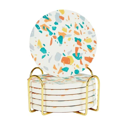 First-Class Terrazzo Coasters Set of 6 Natural