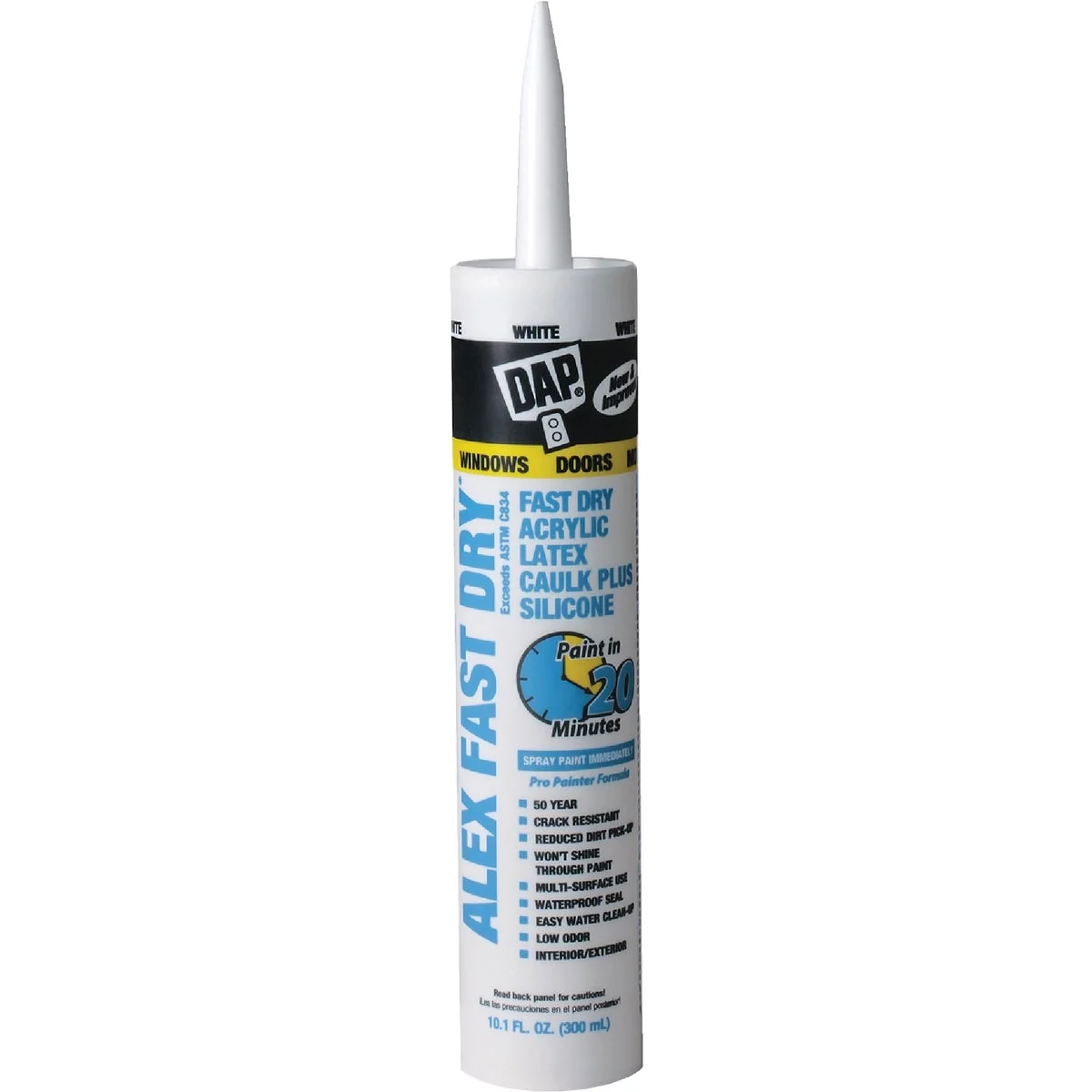Sustainable Dap Alex Fast Dry 10.1 Oz. White Siliconized Acrylic Latex Caulk Clean