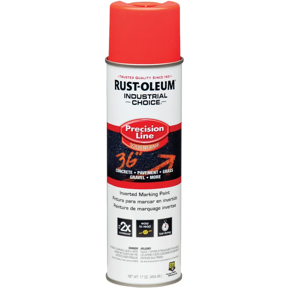 Consistent Rust-Oleum Industrial Choice Fluorescent Red Orange 17 Oz. Inverted Marking Spray Paint Green