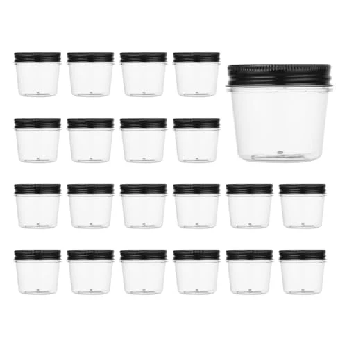 Solid 4 oz Plastic Small Mason Jars and Small Plastic Jars with Lids 20 Count Casual