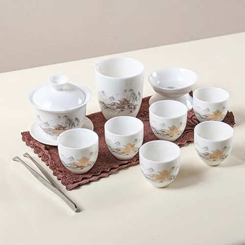 World-Class Gaiwan Tea Set 7 Count Green