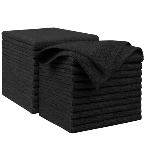 Carefully Designed Microfiber Cleaning Cloth Black 20PK 20 Count Outstanding