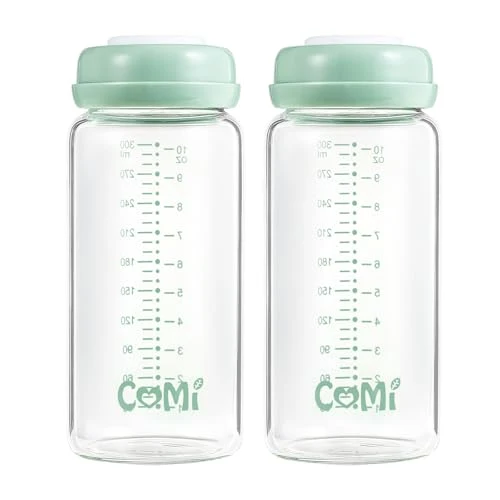 Premium Material Wide Neck Glass Breastmilk Collection n Storage Bottle 2 Count Eco-Friendly