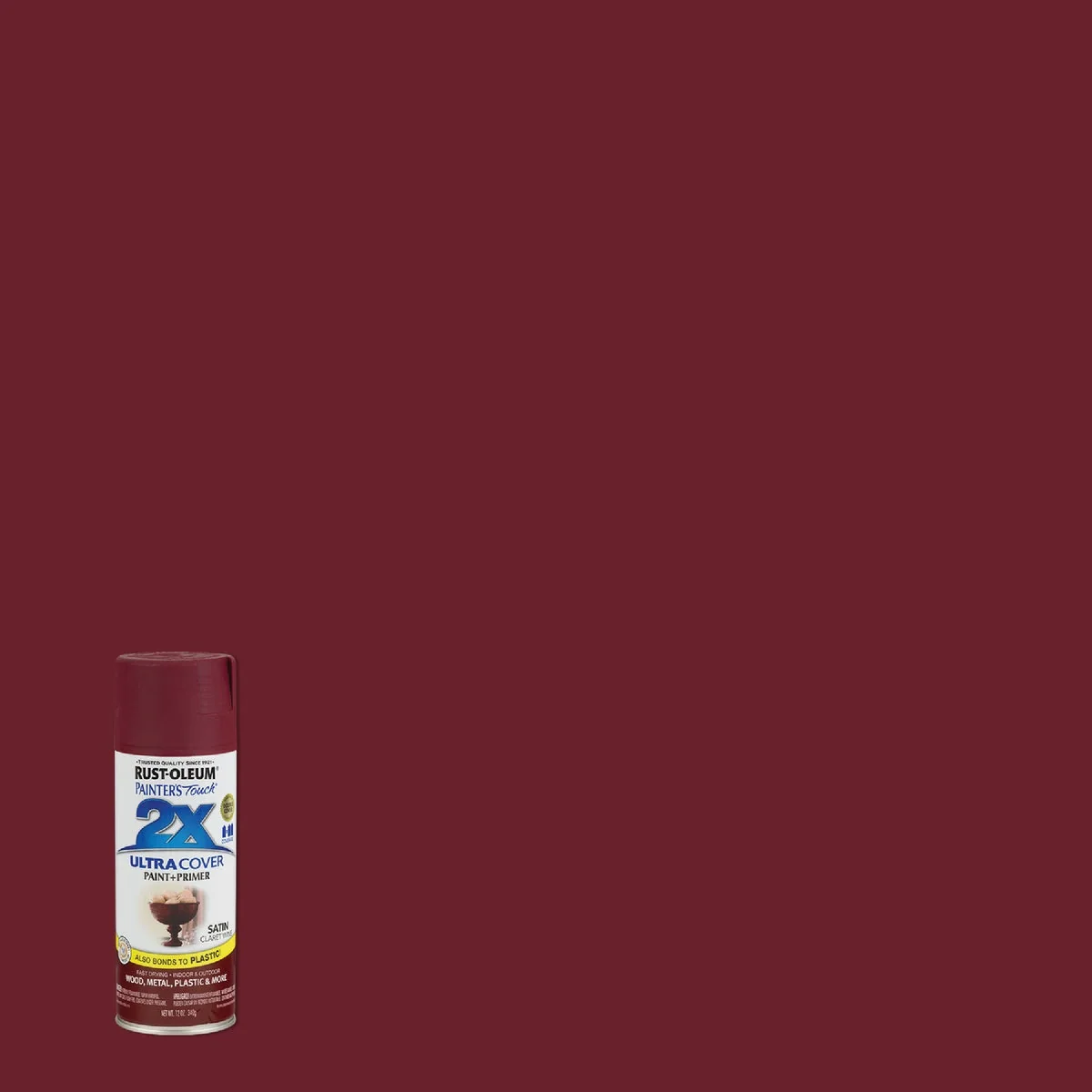 High-End Rust-Oleum Painter’s Touch 2X Ultra Cover 12 Oz. Satin Paint Primer Spray Paint Claret Wine Efficient