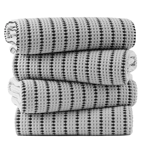 Verified 430 GSM Poly Blend Microfiber Quick Dry Waffle Bath Towel 4 Count Certified