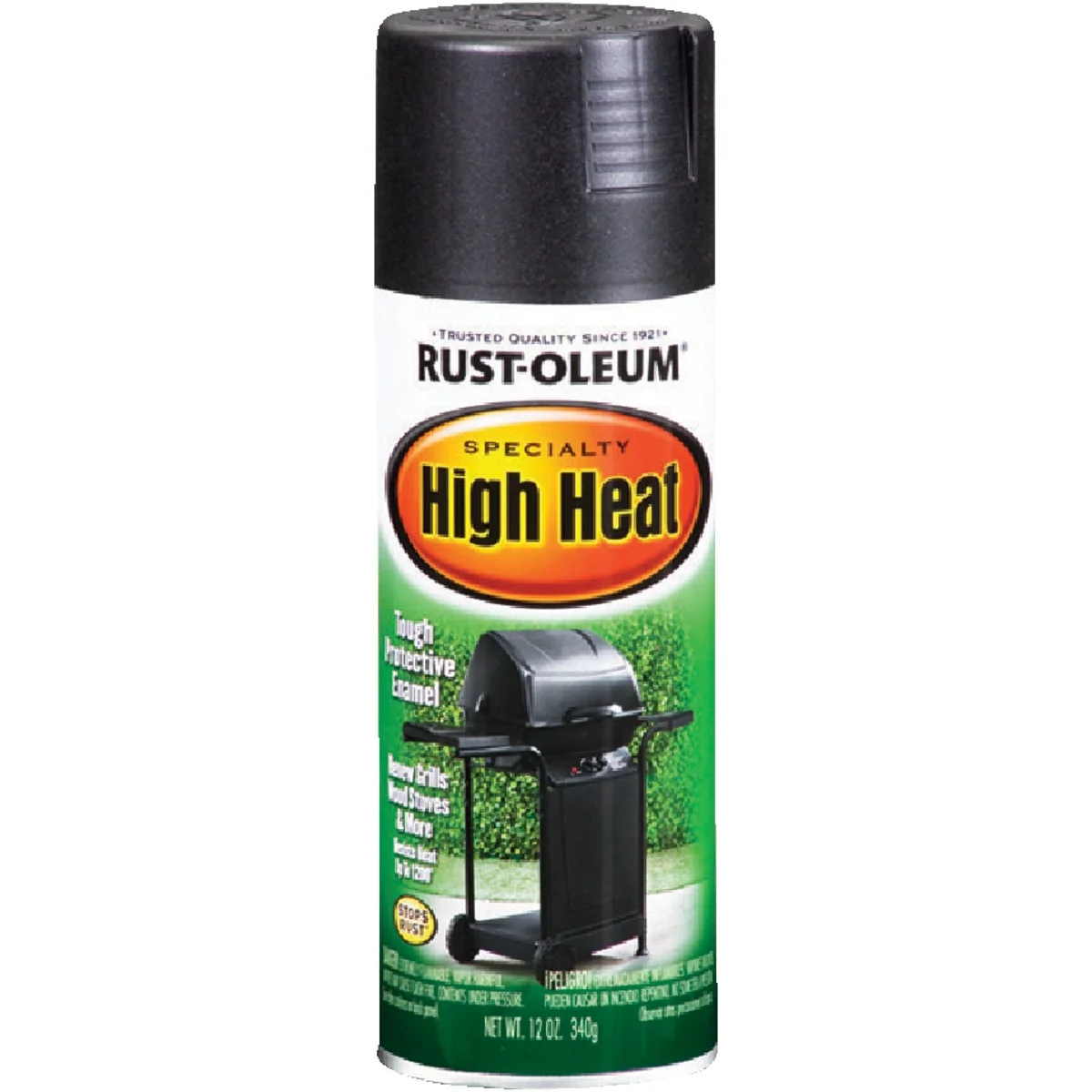 Secure Rust-Oleum Black Satin 12 Oz. High Heat Spray Paint Pure