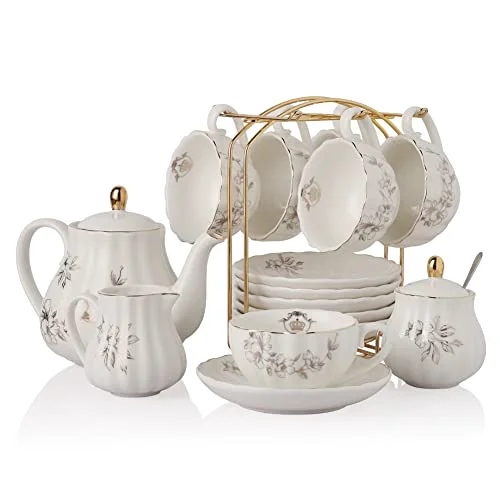 Safe Porcelain Tea Sets British Royal Series 22 Count Easy-to-Use