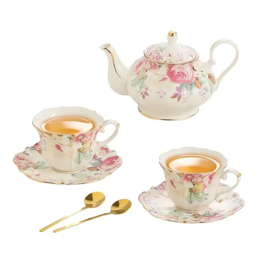 Carefully Designed Country Roses Porcelain Tea Set Casual