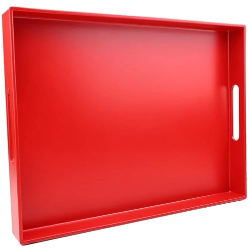 High-Grade Red Serving Tray for Coffee Table Versatile