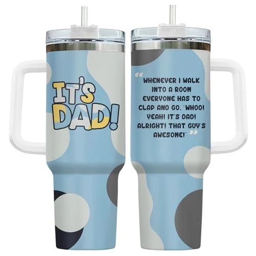 Unique Dad Daddy Cartoon It’s 40 oz Tumbler with Handle Smart