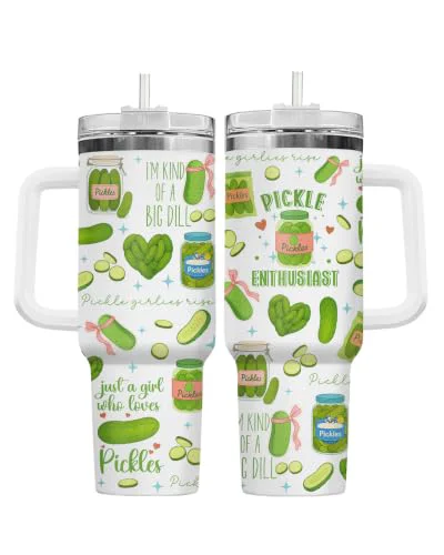 High-End Funny Pickle Just Girl Who 40 oz Tumbler with Handle Organic