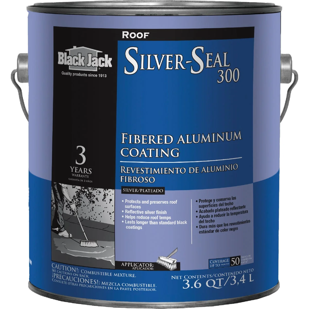 Practical Black Jack Silver Seal 300 1 Gal. 3 Year Fibered Aluminum Coating Fashionable