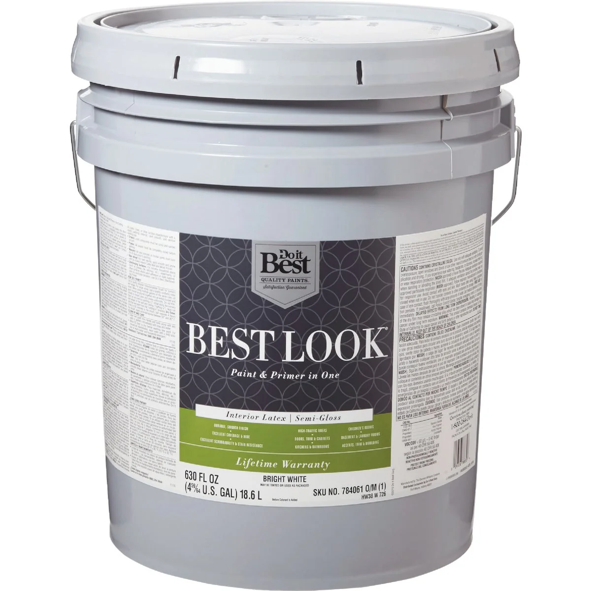 Professional Look Latex Paint Primer In One Semi-Gloss Interior Wall Paint Bright White 5 Gal. Enhanced