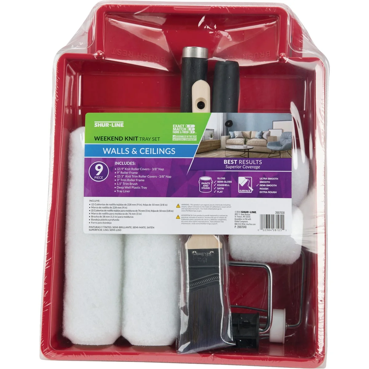 Official Shur-Line Shur-Flow 9 In. 3 8 In. Knit Roller Tray Set 9-Piece Smooth