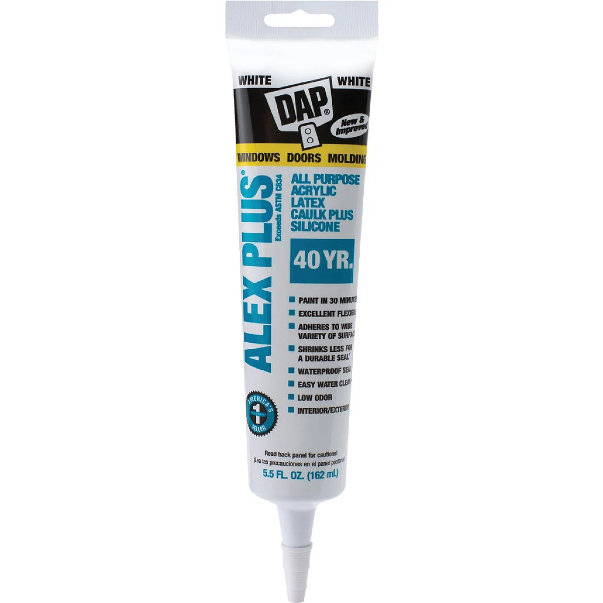 World-Class Dap Alex Plus 5.5 Oz. All Purpose White Siliconized Acrylic Latex Caulk Recyclable