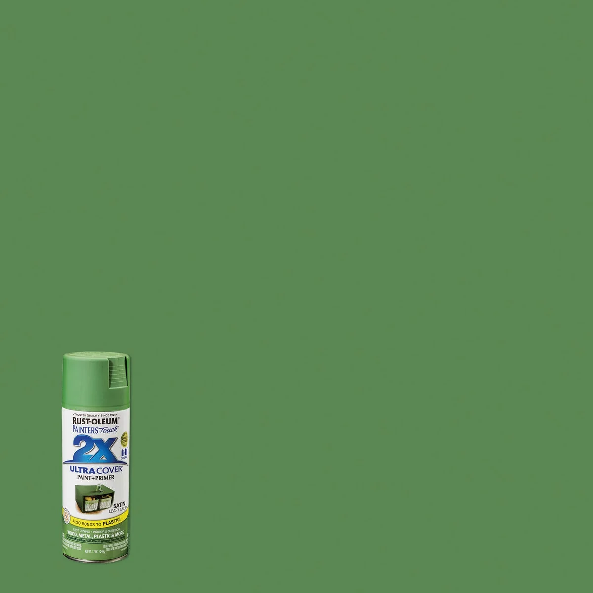 Lightweight Rust-Oleum Painter’s Touch 2X Ultra Cover 12 Oz. Satin Paint Primer Spray Paint Leafy Green Convenient