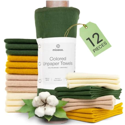 Clean 12 Pack Reusable Kitchen Paper Towels 12 Count Natural