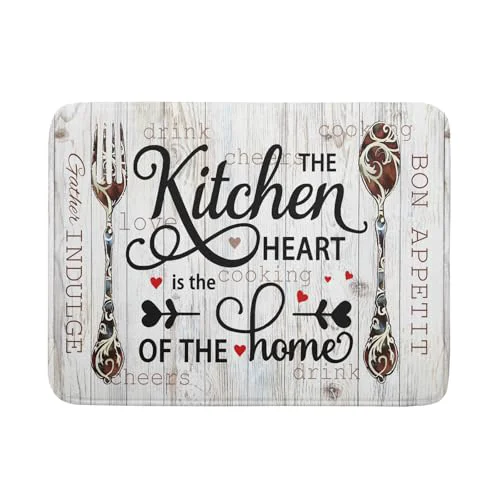 Detailed 18 x24 Dish Drying Mat The Kitchen is The Heart of The Home Top-Quality
