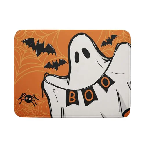 Trusted Orange Halloween Dish Drying Mat Spooky Boo Ghost Black Bats Dish Drainer Mats 18 x24 Spider Web Microfiber Reversible Dish Drying Rack Pad Protector for Kitchen Countertop Large Decor Enhanced