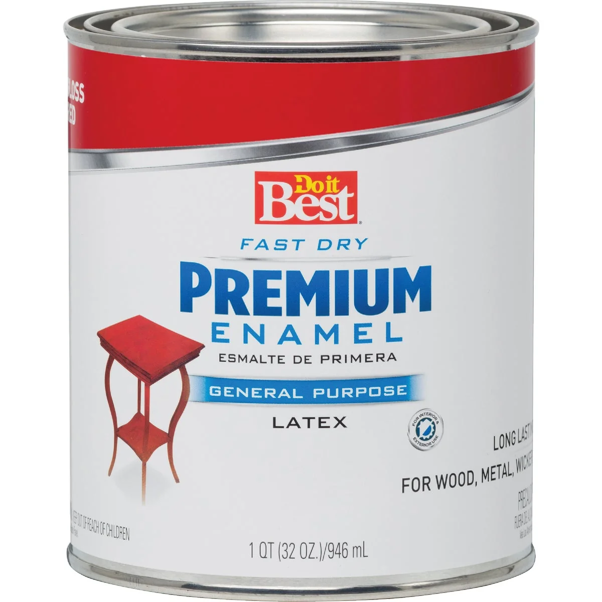 Trusted Do it Fast Dry Acrylic Latex Gloss Premium Enamel Red 1 Qt. Reusable