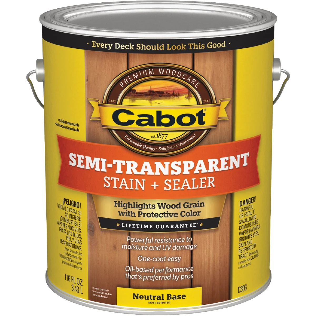 Certified Cabot Semi-Transparent Deck Siding Exterior Stain Neutral Base 1 Gal. Practical