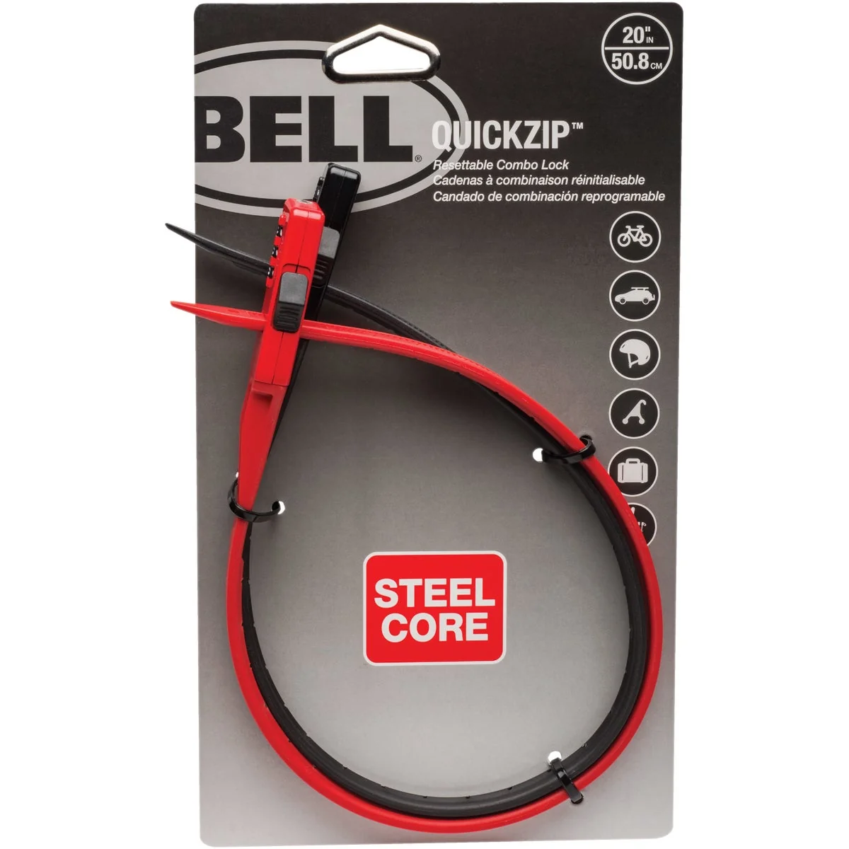 Contemporary Bell QuickZip 20 In. x 4mm Resettable Combination Bicycle Lock 2-Pack Enhanced