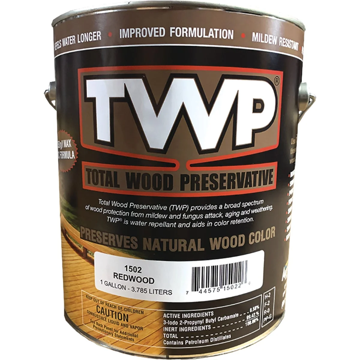 Sustainable TWP1500 Series Low VOC Wood Preservative Deck Stain Redwood 1 Gal. Secure