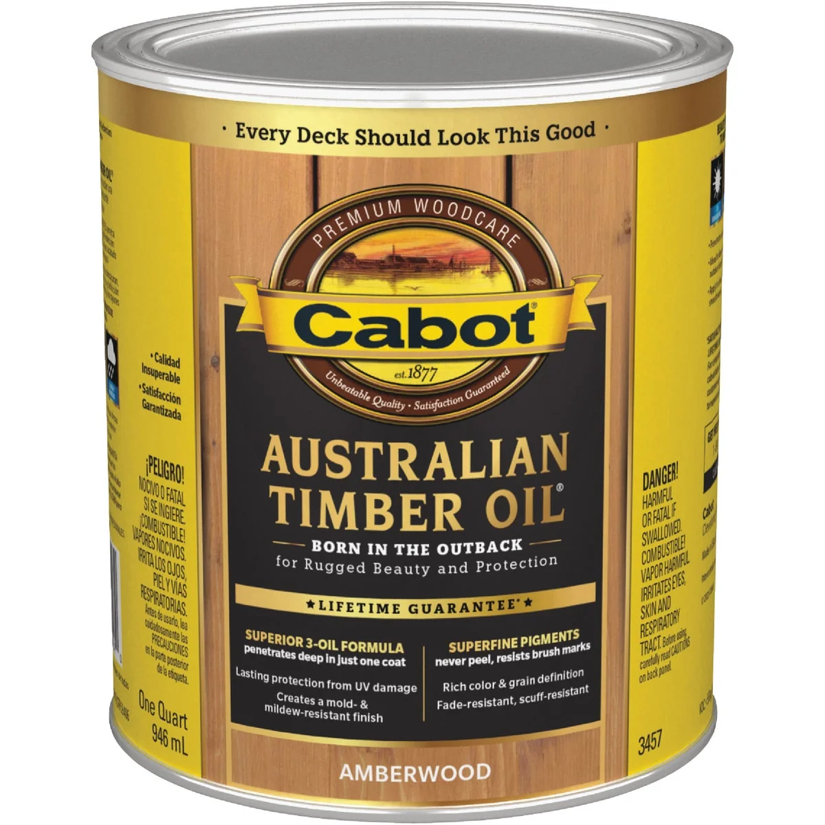Fine Cabot Australian Timber Oil Translucent Exterior Oil Finish Amberwood 1 Qt. Soft