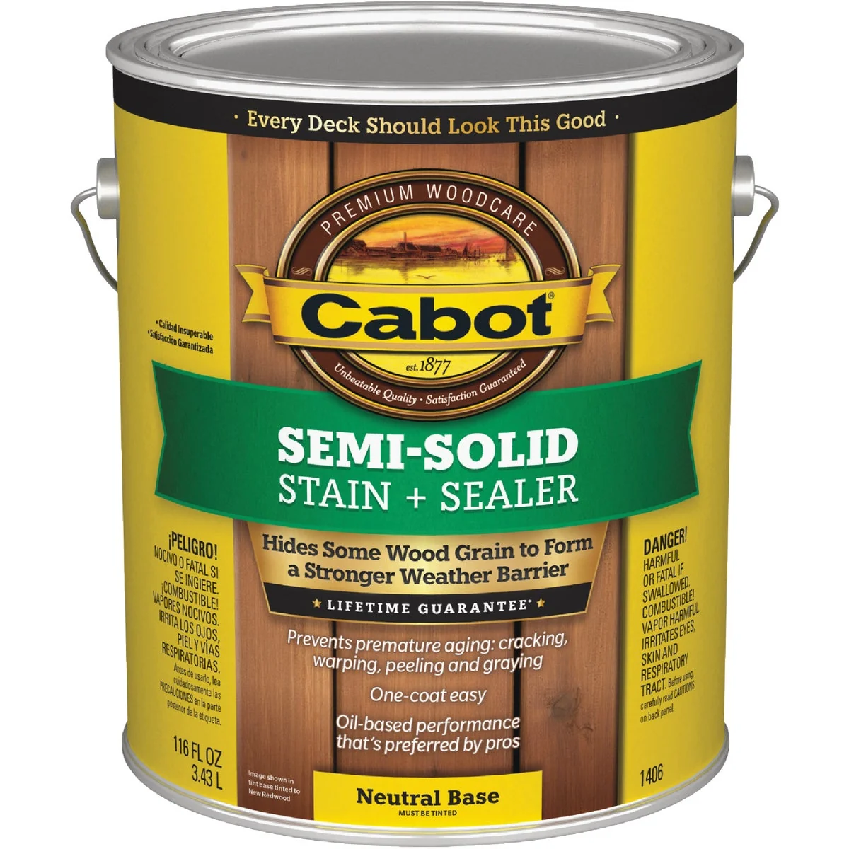 Official Cabot Semi-Solid Deck Siding Stain Neutral 1 Gal. Pure
