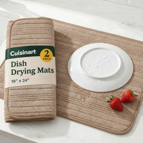 Traditional Cuisinart Dish Drying Mat for Kitchen Counter 2 Count Classic