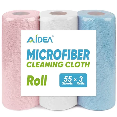 Fine Crafted Microfiber Cleaning Cloth Roll 165 Sheets 3 Roll 165 Count Premium Material