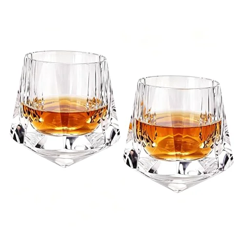 Comfortable Crystal Whiskey Glasses Set of 2 Old Fashioned Glasses Stemless 2 Count Solid