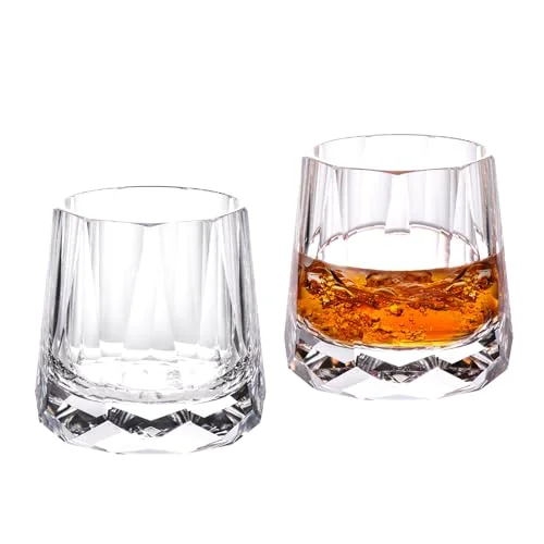 Fine Crystal Whiskey Glasses Set of 2 Handcrafted Old Fashioned Glasses Relaxed