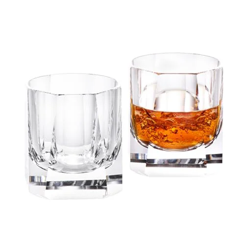Flexible Crystal Whiskey Glasses Set of 2 Old Fashioned Glasses Hand Blown 2 Count Smart
