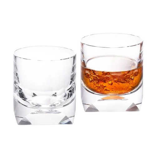 Original Design Crystal Whiskey Glasses Set of 2 Hand Blown Old Fashioned Glasses 2 Count First-Class