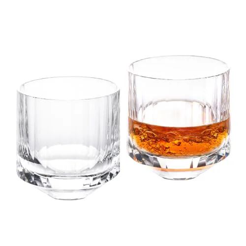 Functional Crystal Whiskey Glasses Set of 2 Old Fashioned Glasses Hand Blown 2 Count Enhanced