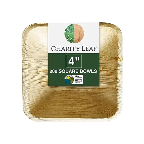 Excellent Disposable Bamboo 4 Square Bowl 200 Count Safe
