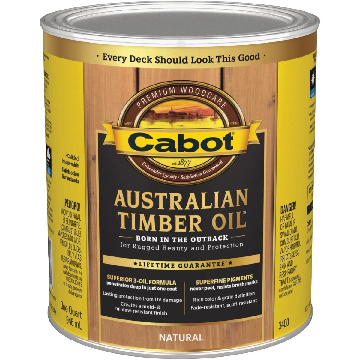 Easy-to-Use Cabot Australian Timber Oil Translucent Exterior Oil Finish Natural 1 Qt. Lightweight
