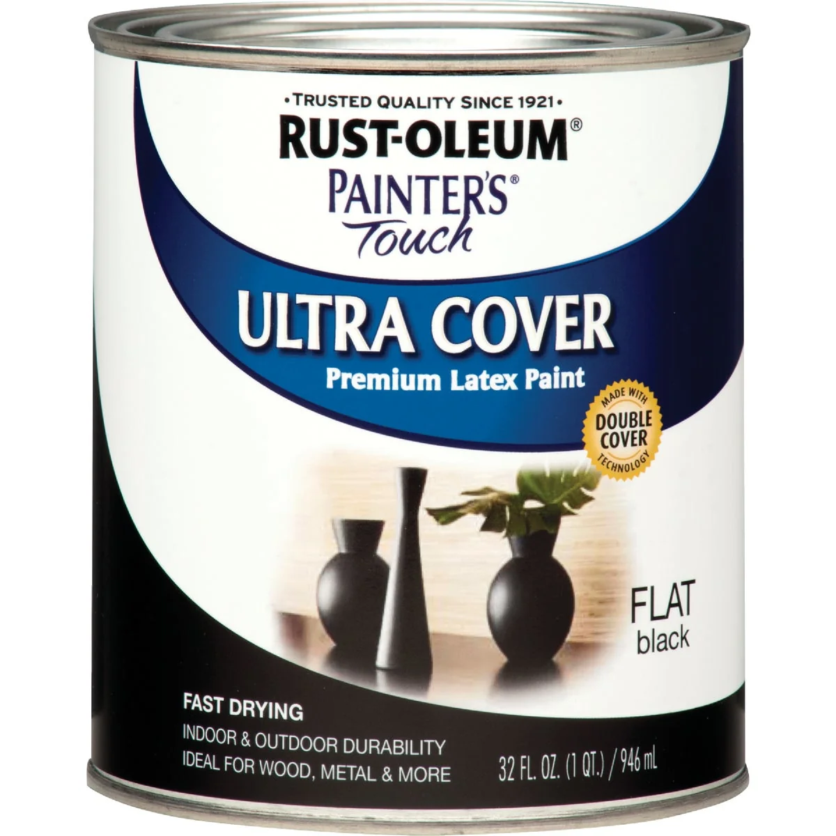 Specialty Rust-Oleum Painter’s Touch 2X Ultra Cover Premium Latex Paint Flat Black 1 Qt. High-Performance