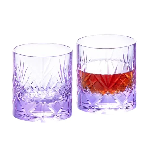 Pure Crystal Whiskey Glasses Set of 2 Hand Blown Old Fashioned Glasses Fashionable