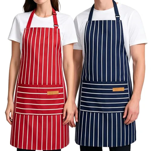 Premium Material 2 Pack Kitchen Cooking Aprons 2 Count Artisan
