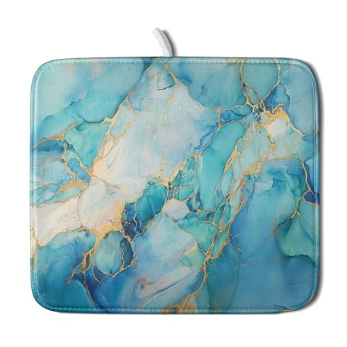Convenient Marble Print Dish Drying Mat for Kitchen Counter Stylish