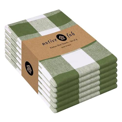 Relaxed Buffalo Check Kitchen Dish Towels 6 Count Soft