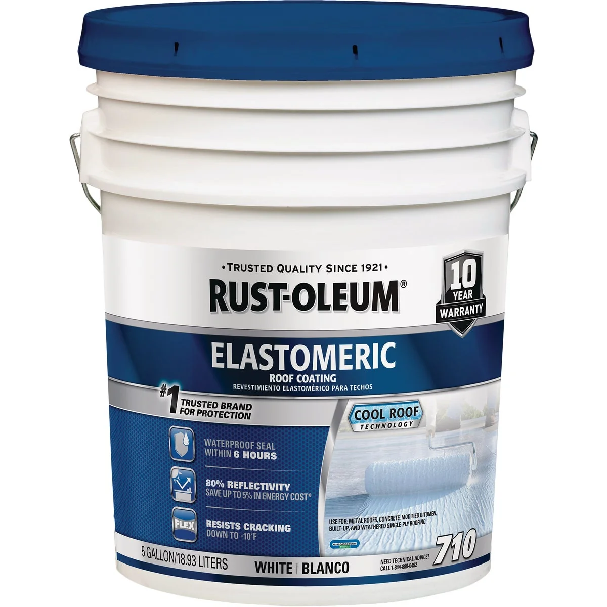 Safe Rust-Oleum 710 5 Gal. 10-Year White Elastomeric Roof Coating Versatile