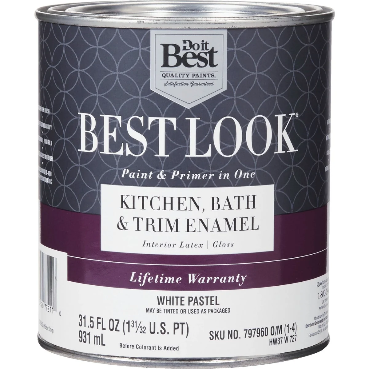 Healthy Look Latex Paint Primer In One Kitchen Bath Trim Enamel Gloss Interior Wall Paint White-Pastel Base 1 Qt. Refined
