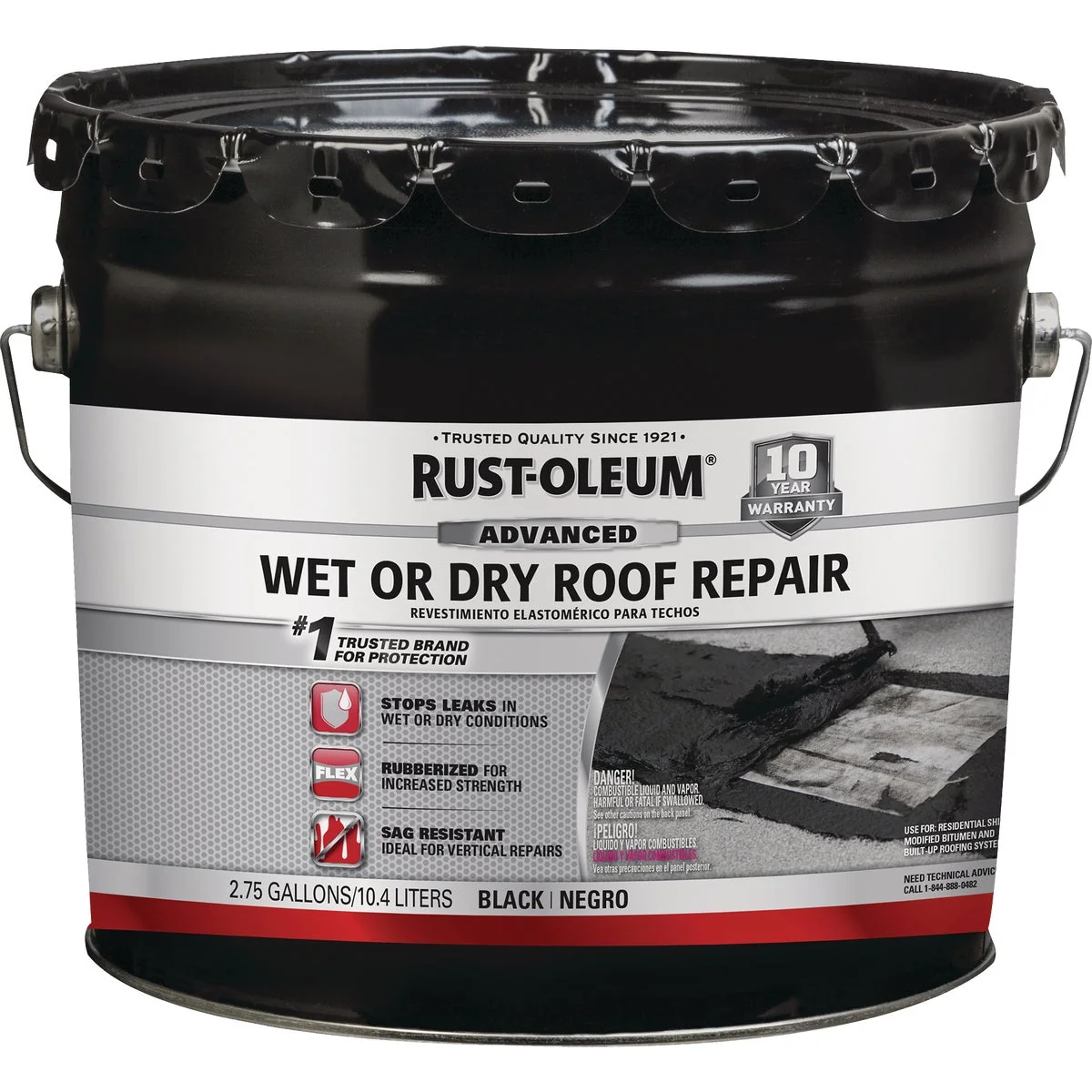 Premium Material Rust-Oleum 2.75 Gal. Black Advanced Wet or Dry Roof Repair Breathable