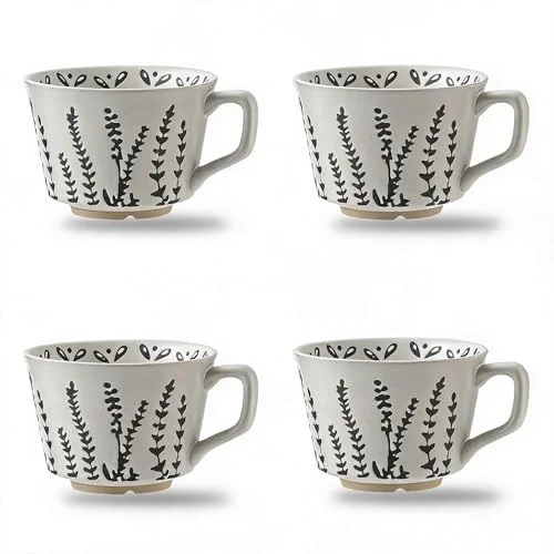 Traditional 4 Pack 12oz Speckled Stoneware Coffee Mugs Advanced