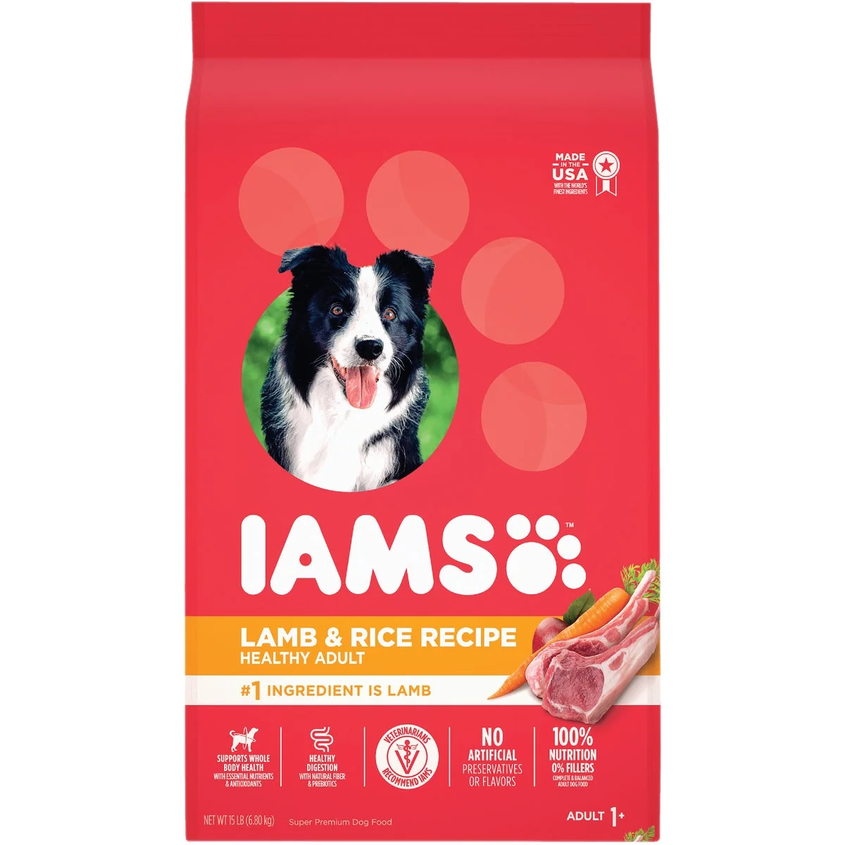 Flexible IAMS Proactive Health Lamb Meal Rice Formula 15 Lb. Adult Dry Dog Food Environmentally Friendly
