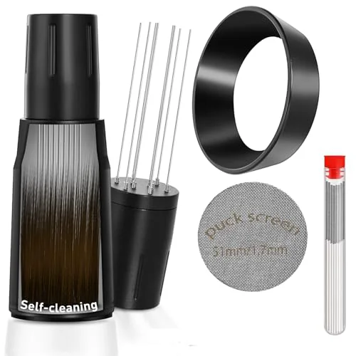 Smooth WDT Tool Espresso Distributor Accessory kit 1.7mm Thickness 150μm Mesh Puck Screen 8 Magnets dosing ring Compatible with Portafilter Reliable