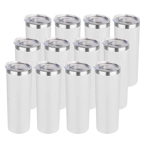 Long-Lasting 20 oz Skinny Tumblers Bulk Set 12 Count High-Performance